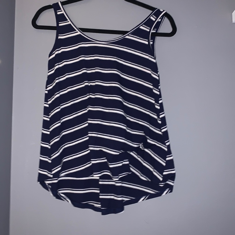 Navy striped flowy tank